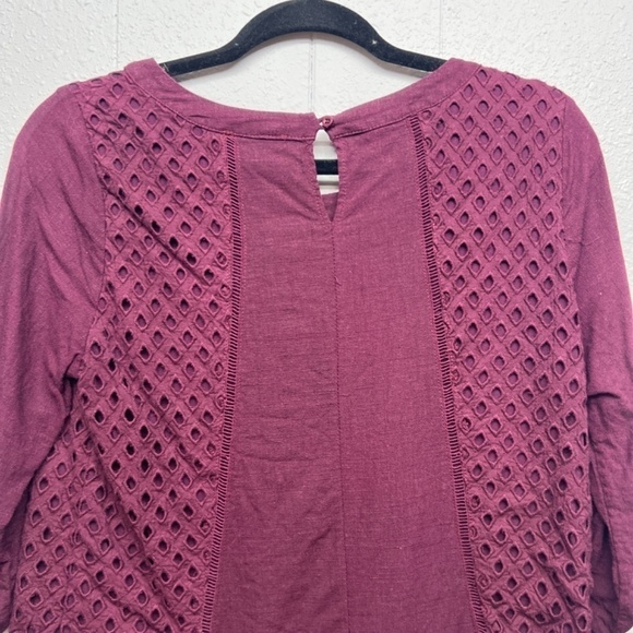 Skies Are Blue 100% Linen Womens Eyelet Coastal Girl Workwear Woven Top Medium - Picture 7 of 11